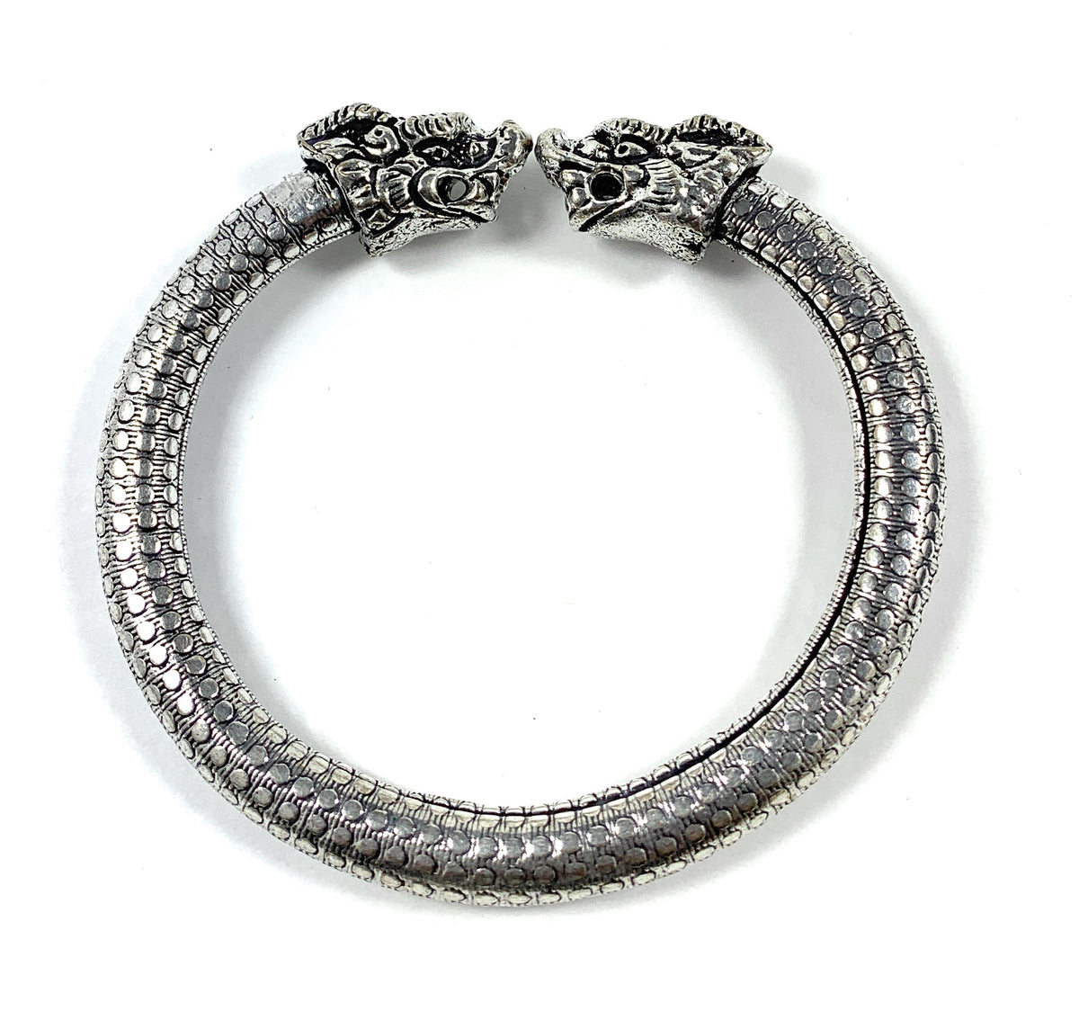 Vibhsa Antique Norse Bracelet With Lion Heads & Dotted Pattern