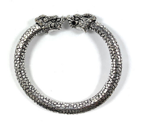 Antique Norse Viking Bracelet With Lion Heads & Snake Pattern - Vibhsa