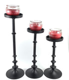 Pillar Candle Holders Set of 3 Matte Black - Vibhsa