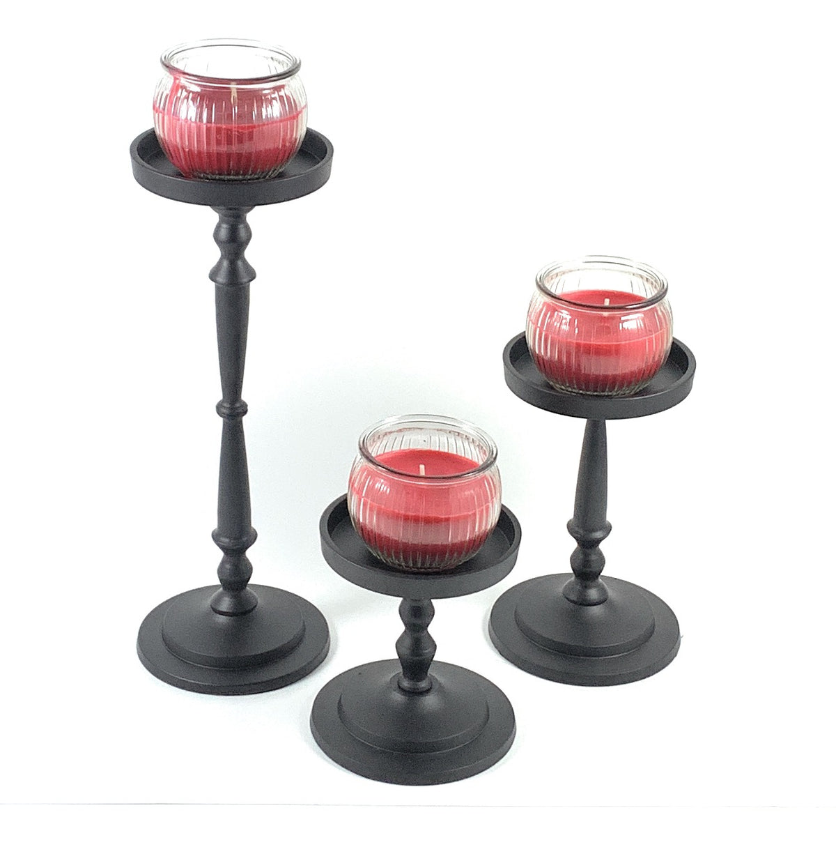 Vibhsa Pillar Candle Holders | Set of 3, Matte Black, Compact Graduated Heights
