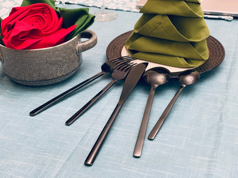 modern Black flatware set of 20 pieces