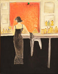 Set of Lady / Gentleman in Bar Original Oil Color Painting