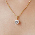 14 k Yellow Gold Chain with 1 ct Moissanite Lab Grown Stone