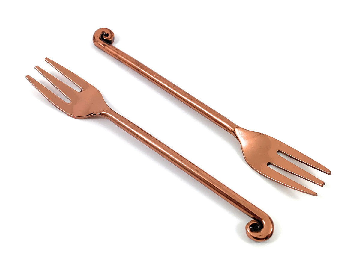 Vibhsa Copper Finish Appetizer Forks, Set of 6