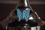 White Cake Stand with Turquoise Butterfly (10" Cake Holder) - Vibhsa