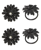 Vibhsa Black Floral Set of 4 Napkin Rings