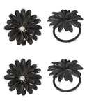 Vibhsa Black Floral Set of 4 Napkin Rings