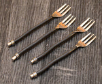 Appetizer Forks Set of 6 (Black Twisted Handle) - Vibhsa