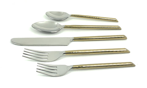 Vibhsa Stainless Steel Gold Flatware set of 20 pieces