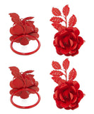 Vibhsa Red Rose Set of 4 Napkin Rings