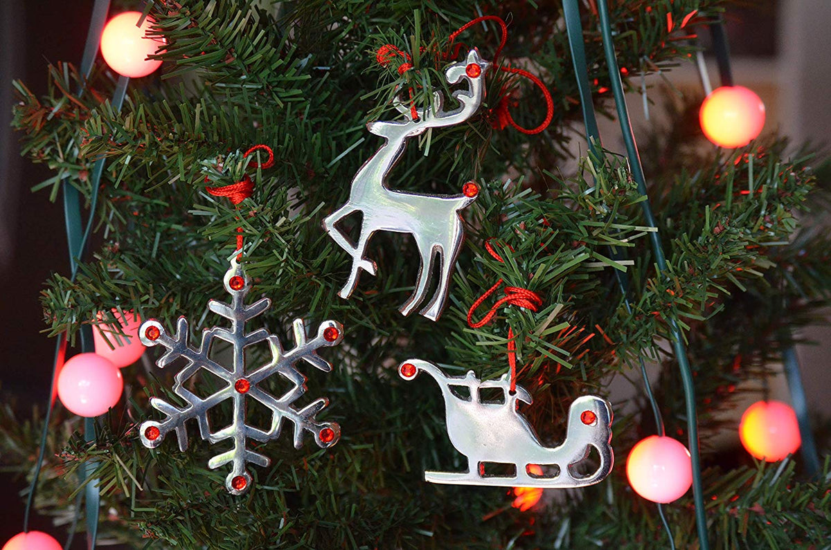 Vibhsa Sleigh Christmas Tree Ornament Decorations Set of 8