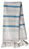 Hand loom Woven Throw Turquoise & White - Vibhsa