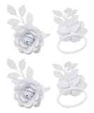 Vibhsa White Rose Set of 4 Napkin Rings
